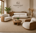 The Grounded Plinth Luxury Sofa – Premium 3-Seater Off-White Couch with Solid Wooden Base