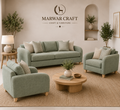 The Encircle Luxury Sofa Set – Premium Boucle 3-Piece Living Room Set with Wrapped Wood Casing