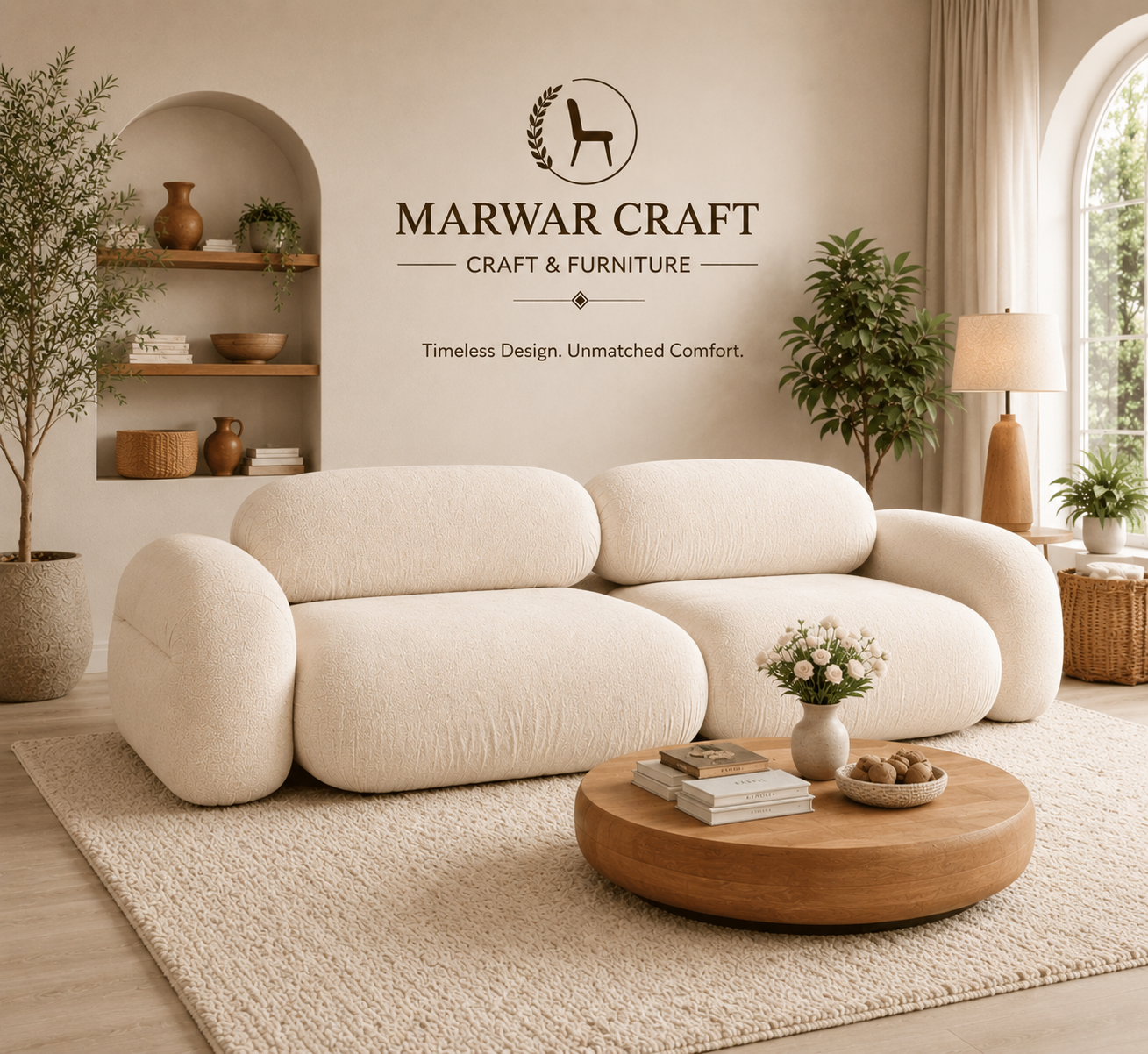 The Meadow Sage Sofa Set – Premium Linen 3-Piece Living Room Suite with Solid Wood Legs