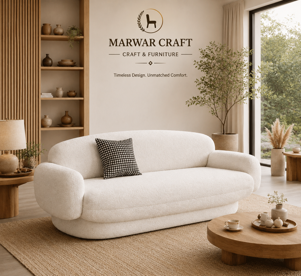 The Cumulus Bubble Boucle Sofa – Premium 3-Seater Rounded Cloud Couch with Plump Silhouette