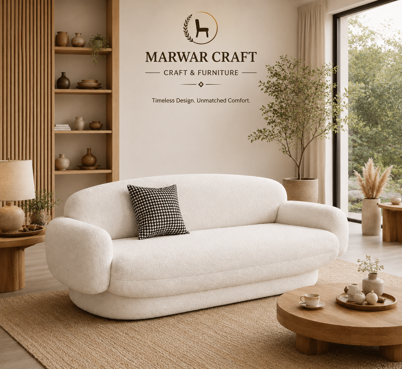 The Cumulus Bubble Boucle Sofa – Premium 3-Seater Rounded Cloud Couch with Plump Silhouette