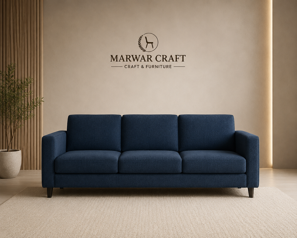 The Linear Tufted Lounge Sofa – Premium Sage Green Fabric Couch with Vertical Channeling