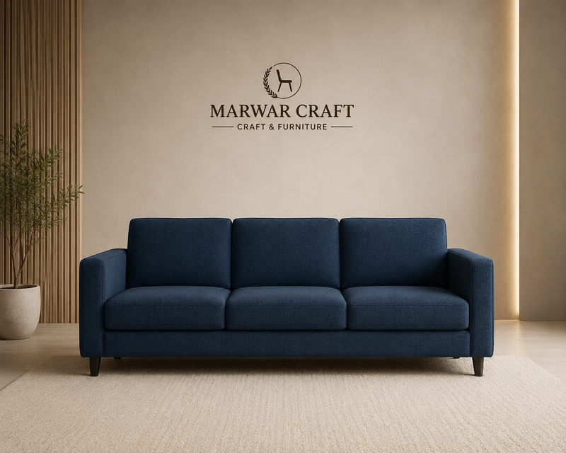The Linear Tufted Lounge Sofa – Premium Sage Green Fabric Couch with Vertical Channeling