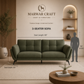 The Windsor Olive Sofa – Premium Solid Wood 3-Seater Spindle Couch in Olive Green Fabric