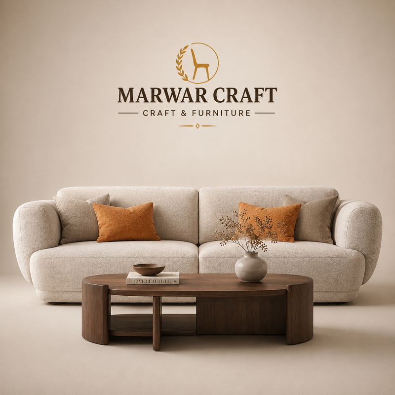 The Haven Cloud Sofa – Premium Textured Cream 3-Seater Couch with Rounded Bolster Arms