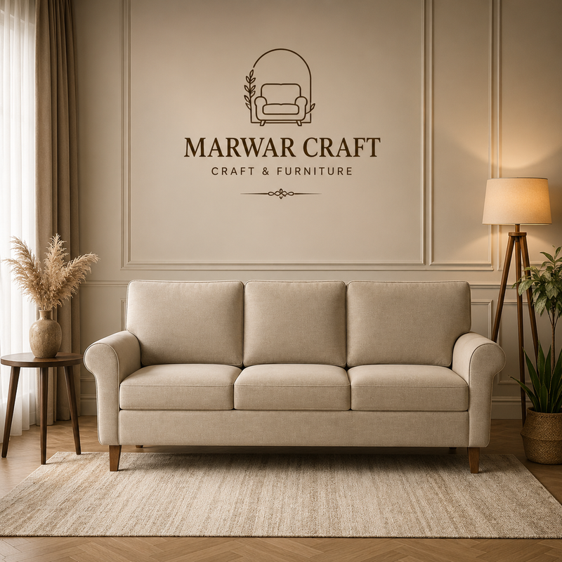 The Palermo Accent Chair – Premium Cream Fabric Single-Seater Luxury Lounge Armchair