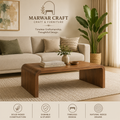 The Horizon Curve – Premium Solid Wood Minimalist Curved Coffee Table Centerpiece