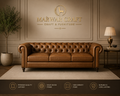 The Windsor Grand Chesterfield Sofa – Premium Tufted Tan Leather 3-Seater Couch with Brass Studs