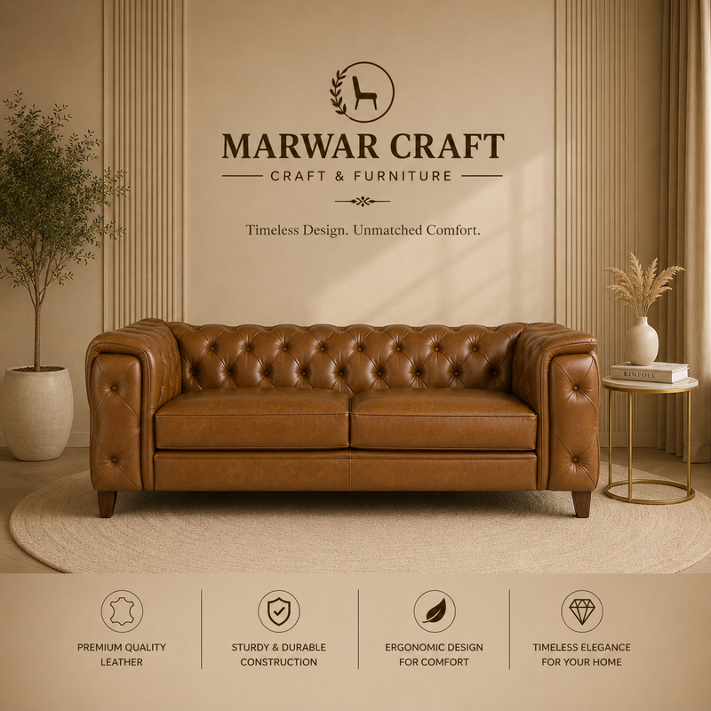 The Verona Grande Bench – Premium Tan Leather Accent Bench with Solid Wood Frame
