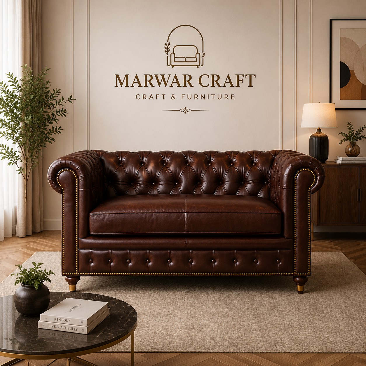 The Palermo Organic Cushion Sofa – Premium Cream Fabric Contemporary 3-Seater Lounge Couch