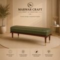 The Verona Bench – Premium Olive Green Leather Accent Bench with Solid Wood Frame