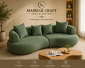 The Serpent Cloud Sofa – Premium Sage Green Curved Bouclé 3-Seater Lounge Couch