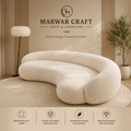 Is beautiful, warm aur aesthetic minimalist look wale luxury Light Cream/Beige Curved Bouclé Fabric Sofa Set (ST0051.png) ke liye Shopify listing details yeh rahi: