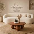 Takai Round Solid Wood Coffee Table in Red Cedar Finish - Marwar Craft & Furiniture