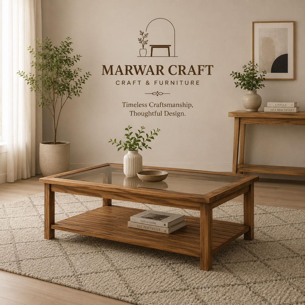 Claire Coffee Table Finish - Amber Walnut - Marwar Craft & Furiniture