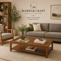 Fujiwara Rectangular Solid Wood Coffee Table In Amber Walnut Finish - Marwar Craft & Furiniture