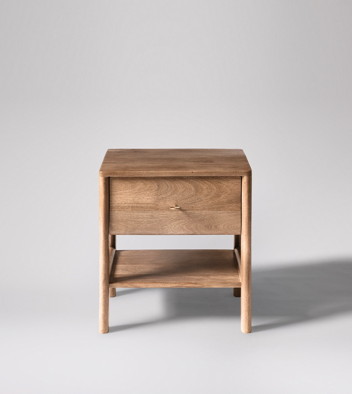 Lieaf Solid Wood Bed Side Table In Natural Finish - Woodenmood -Marwar Craft & Furniture