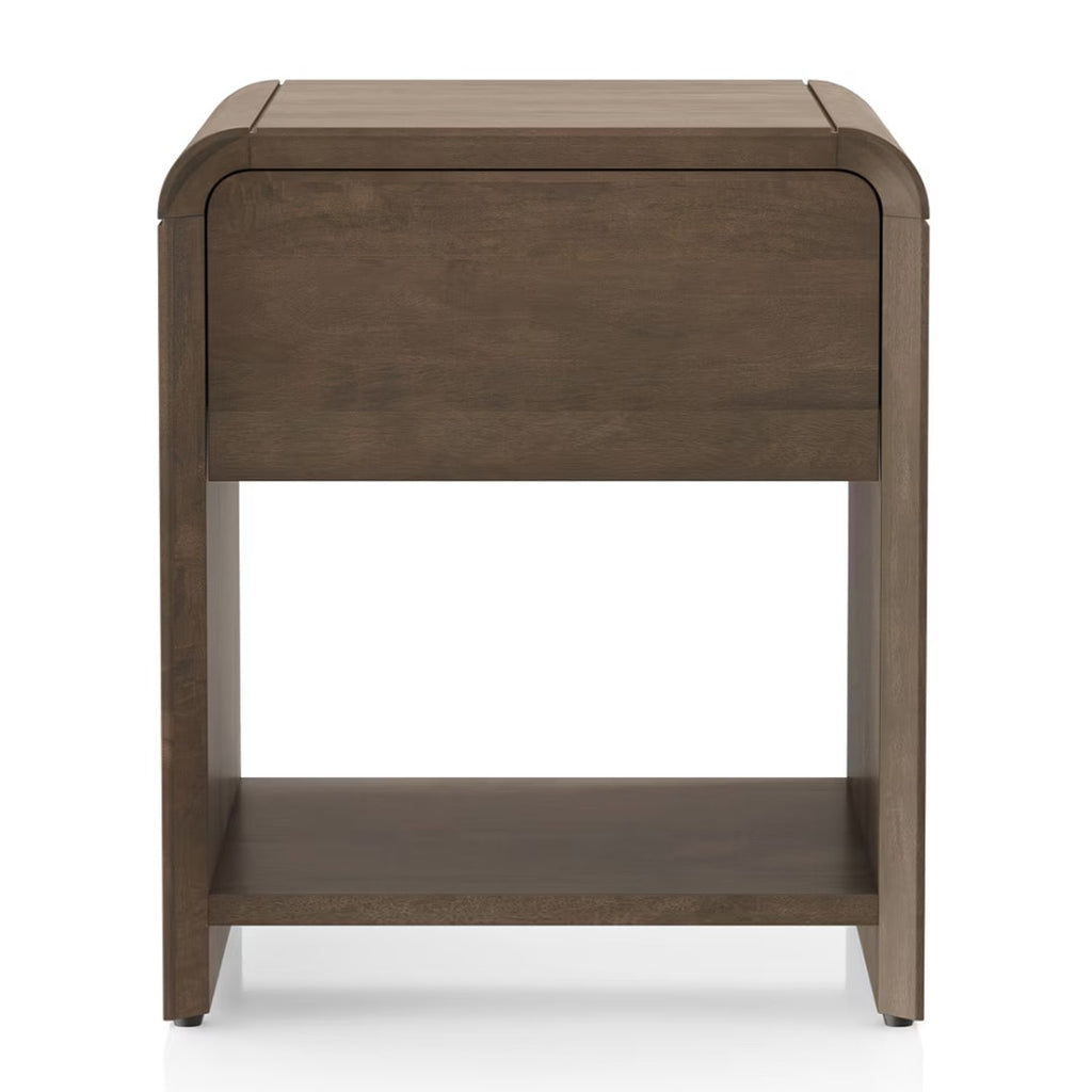 Hiro Solid Wood Bedside Table In Danish Walnut Finish - Marwar Craft & Furniture