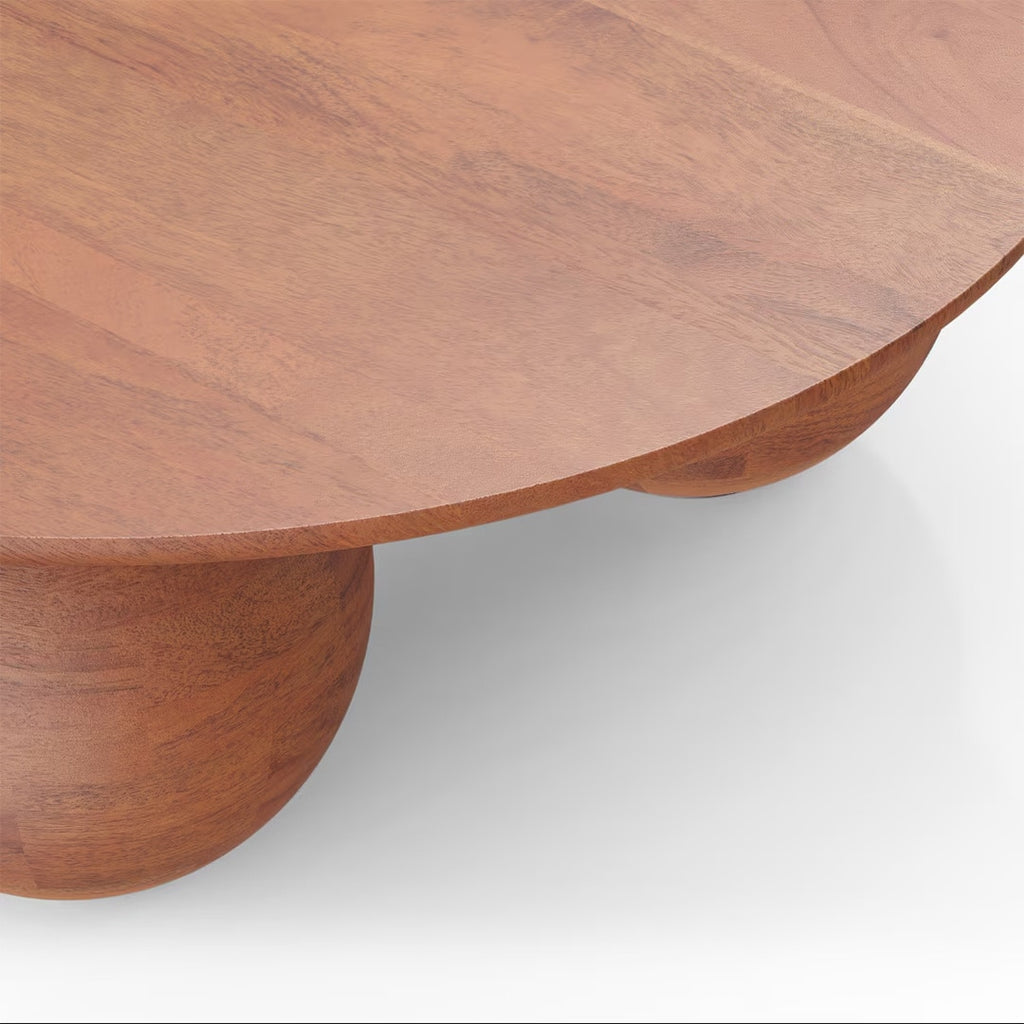 Takai Round Solid Wood Coffee Table in Red Cedar Finish - Marwar Craft & Furiniture