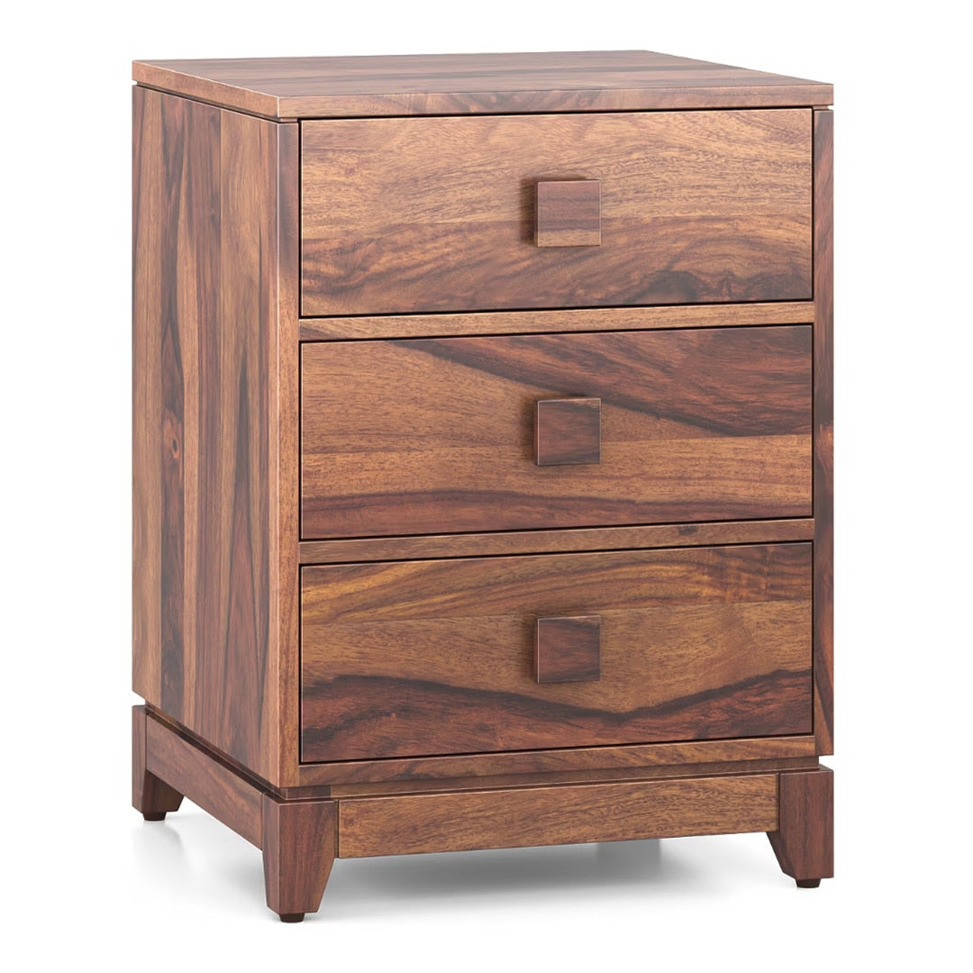 Magellan Solid Wood Bedside Table in Teak Finish - Marwar Craft & Furniture