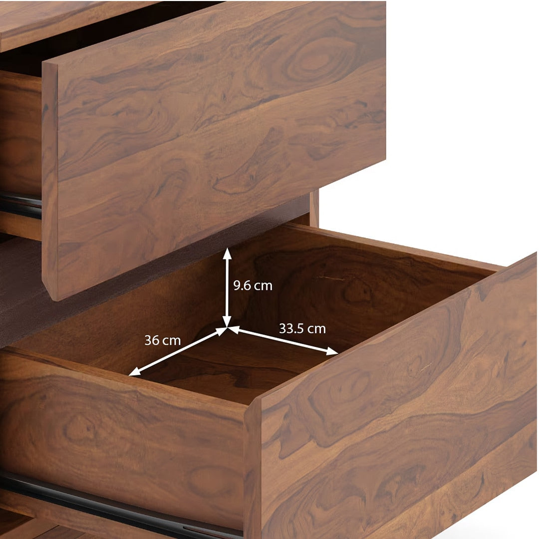 Rodrigues Bedside in Sheesham Paper Finish - Marwar Craft & Furniture