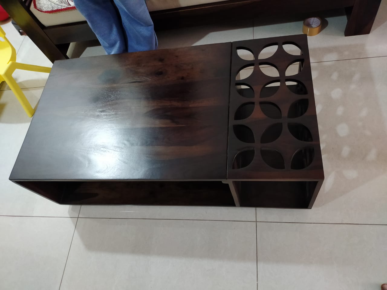 Sheesham Wood Coffee Table with Open Storage (Walnut Finish) - Marwar Craft & Furniture