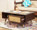 Solid Wood Rattan Cane One Drawer Coffee Table - Marwar Craft & Furniture
