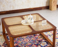 Boston Solid Wood Rattan Square Coffee Table - Marwar Craft & Furniture