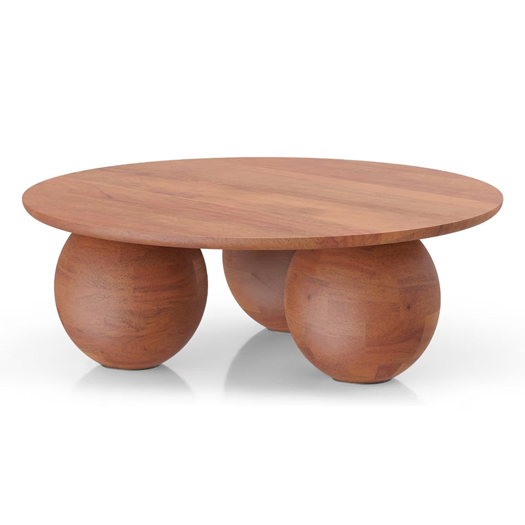 Takai Round Solid Wood Coffee Table in Red Cedar Finish - Marwar Craft & Furiniture