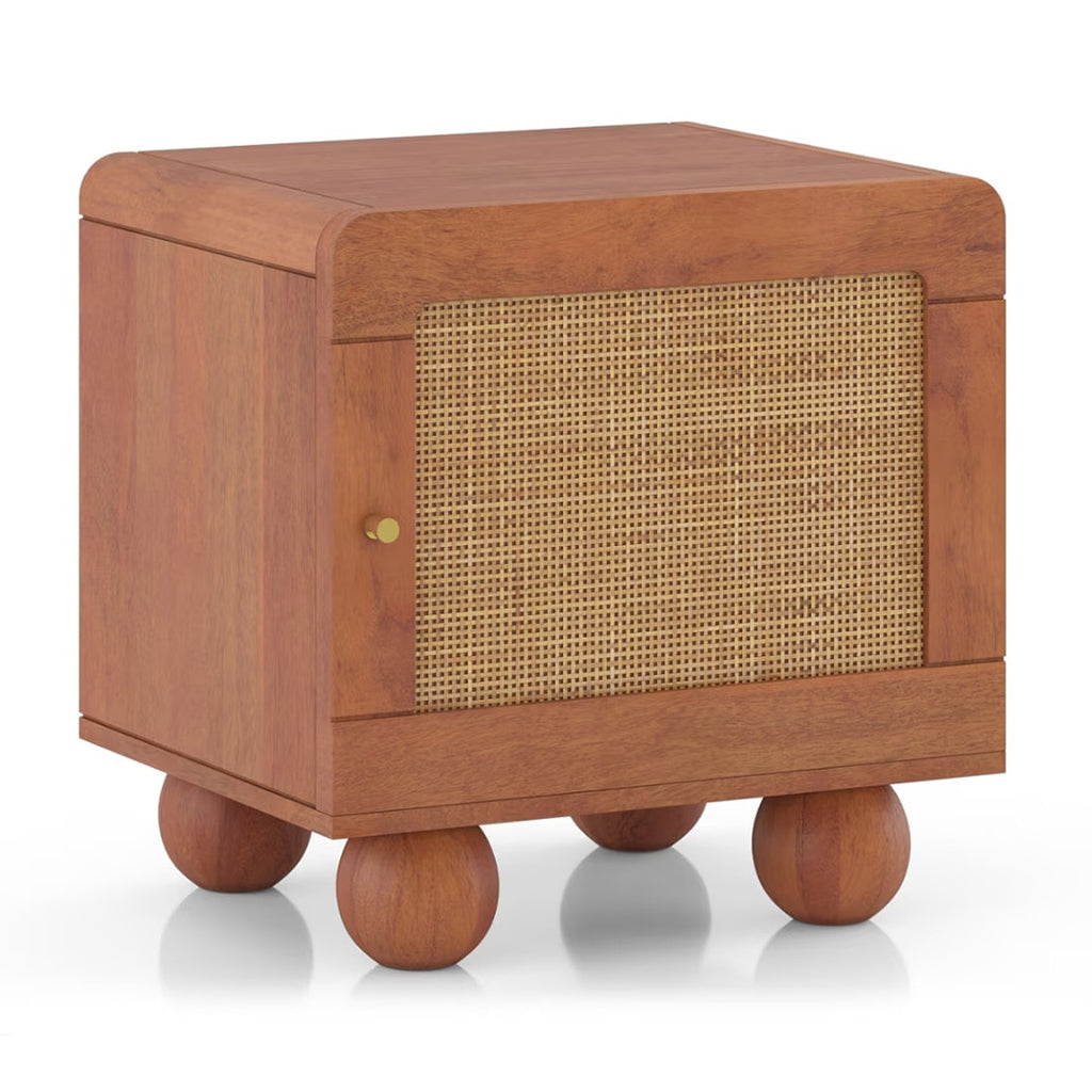Takai Bedside Table in Red Cedar Finish - Marwar Craft & Furniture