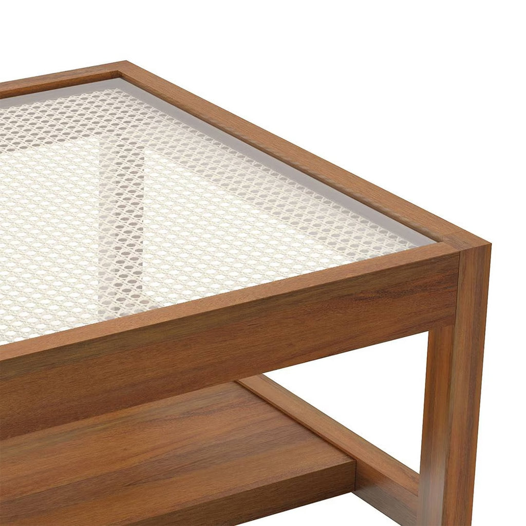Fujiwara Rectangular Solid Wood Coffee Table In Amber Walnut Finish - Marwar Craft & Furiniture