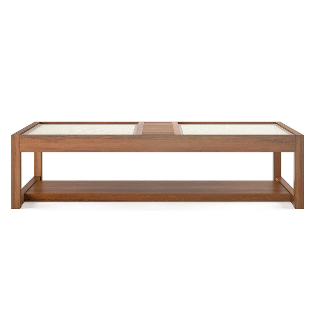 Fujiwara Rectangular Solid Wood Coffee Table In Amber Walnut Finish - Marwar Craft & Furiniture