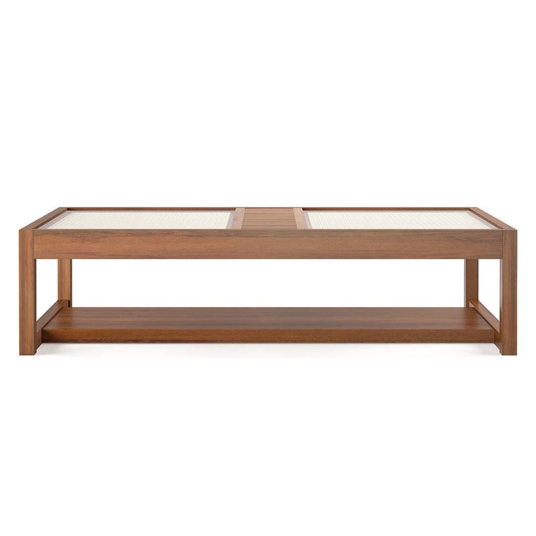 Fujiwara Rectangular Solid Wood Coffee Table In Amber Walnut Finish - Marwar Craft & Furiniture
