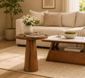 The Orb Geometric Solid Wood End Table – Sculptural Pedestal Side Table for Living Room &amp; Bedroom