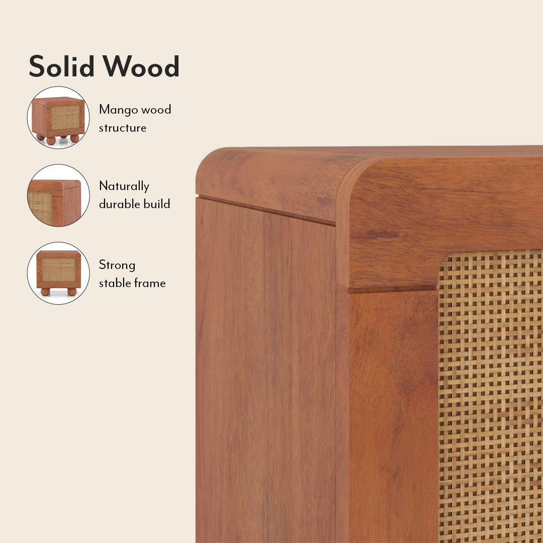 Takai Bedside Table in Red Cedar Finish - Marwar Craft & Furniture